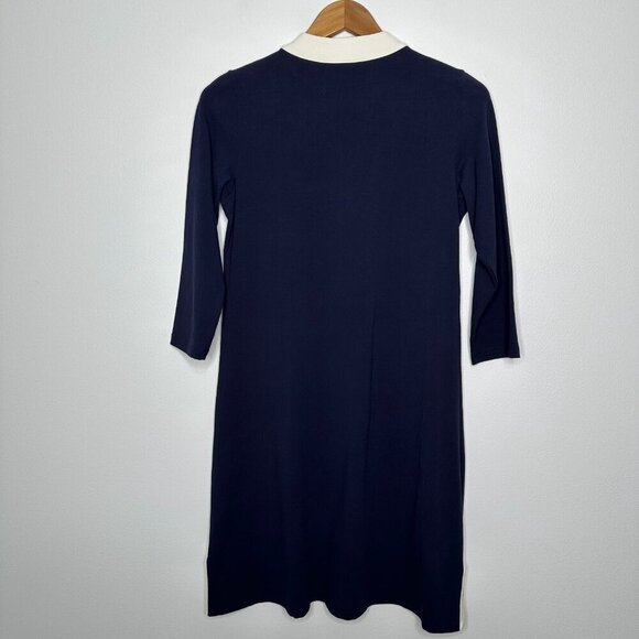 Spartina 449 Embroidered Monica Shift Dress Size Small Navy Blue Stretch Boho - Picture 2 of 13